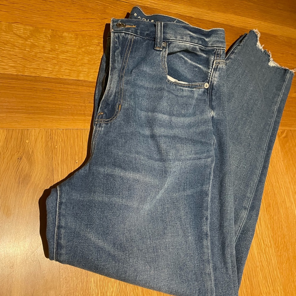 American Eagle Mom Jeans with Distressed Hem